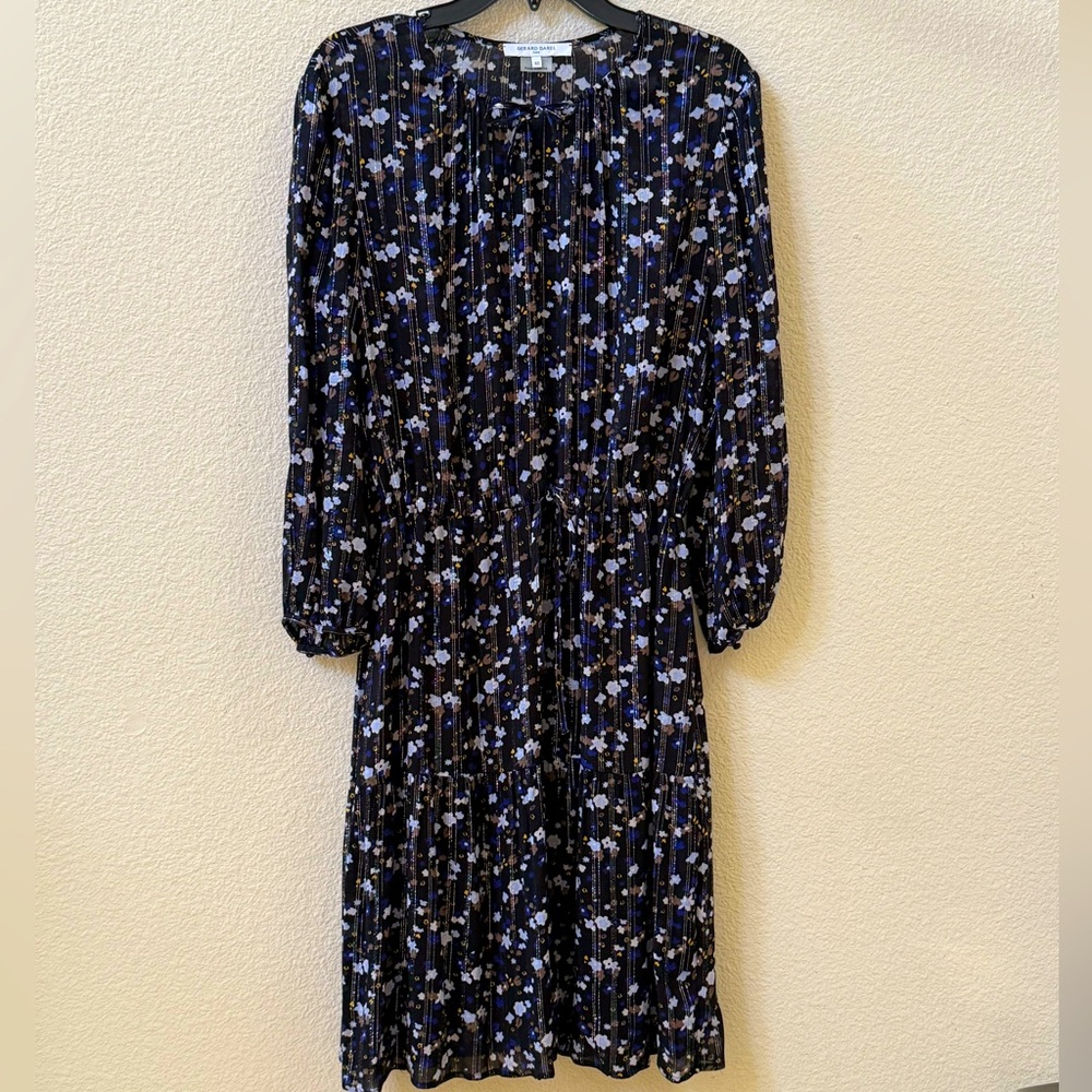 Gerard Darel Paris Sequin Floral Midi Dress